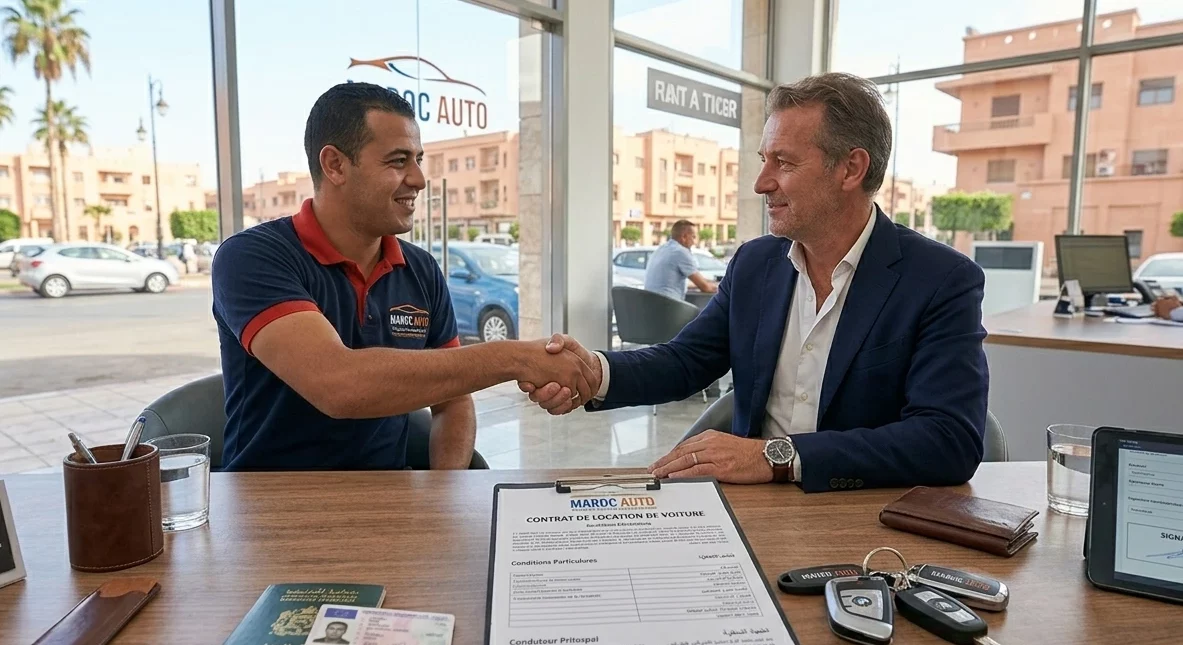 Accord entre client et agence pour contrat location voiture Maroc signature