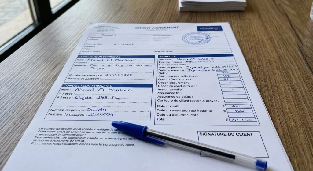 Remplissage des informations client dans un contrat de location