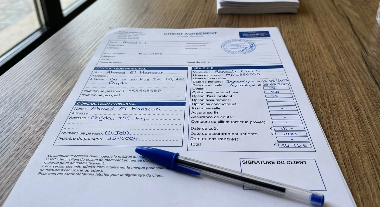 Remplissage des informations client dans un contrat de location