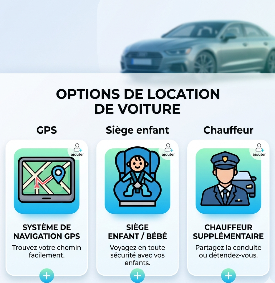 options location voiture Maroc GPS siège enfant