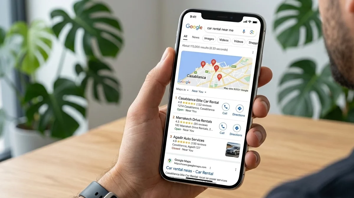 seo local location voiture maroc google business