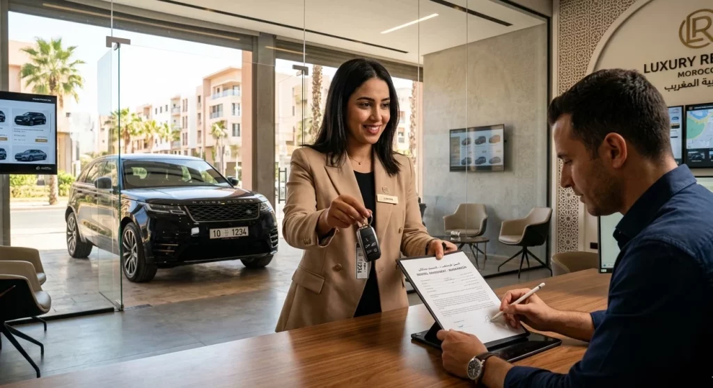 caution location voiture Maroc agence moderne contrat signature client