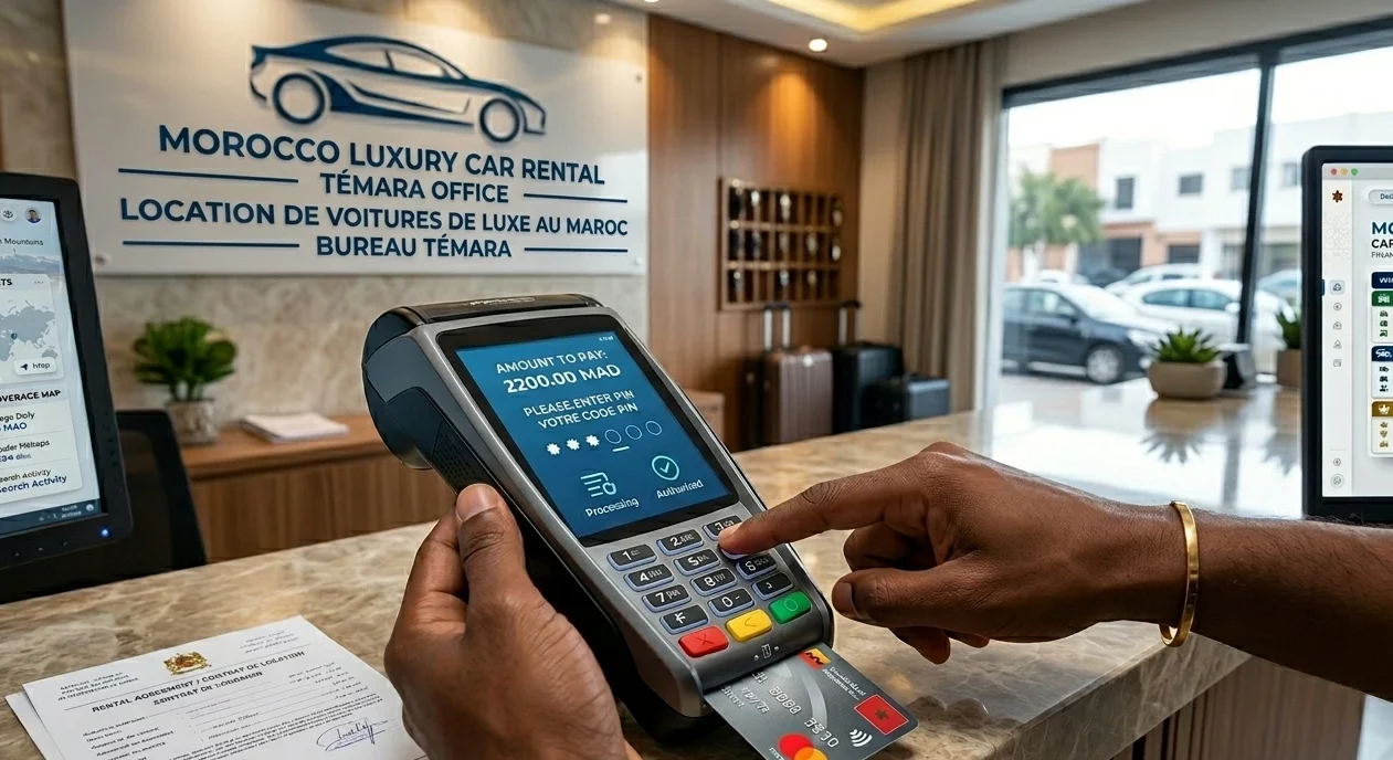 caution location voiture Maroc paiement TPE pré autorisation carte bancaire